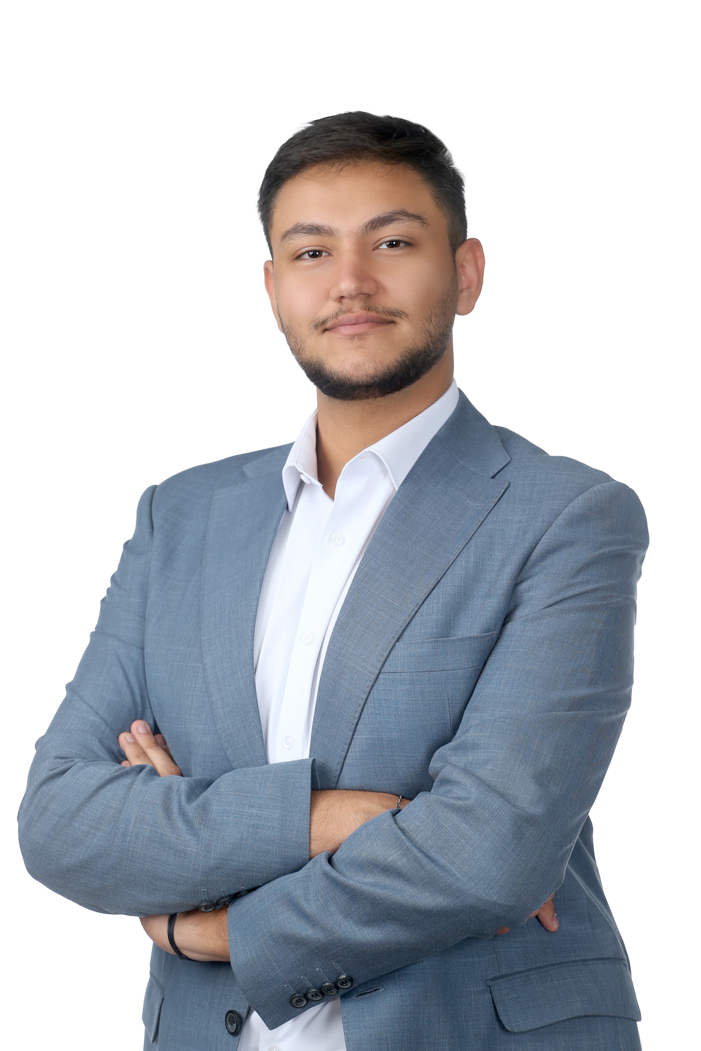 Portrait of Zaid Jarrar in a blue blazer